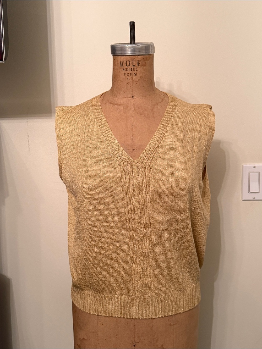 Vintage St John Collection Marie Gray Gold Knit Sweater Vest